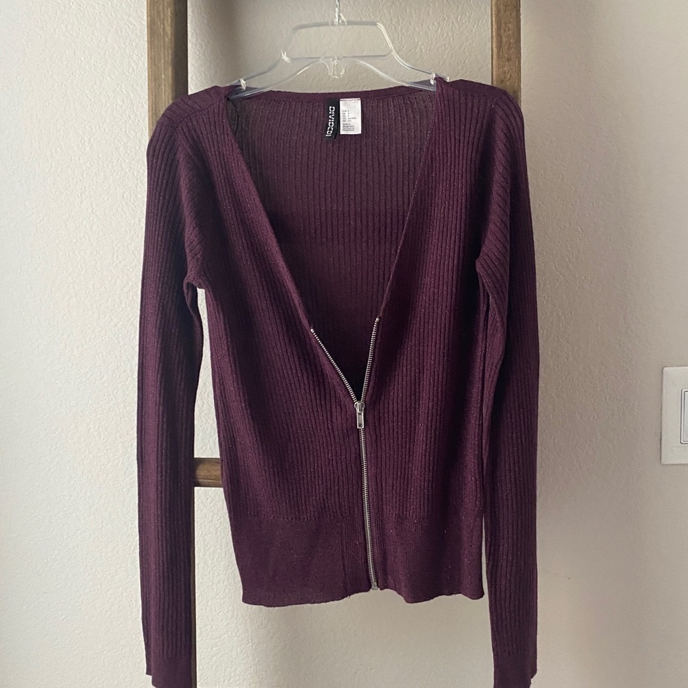 Size small - maroon sweater with zipper - Picture 2 of 6